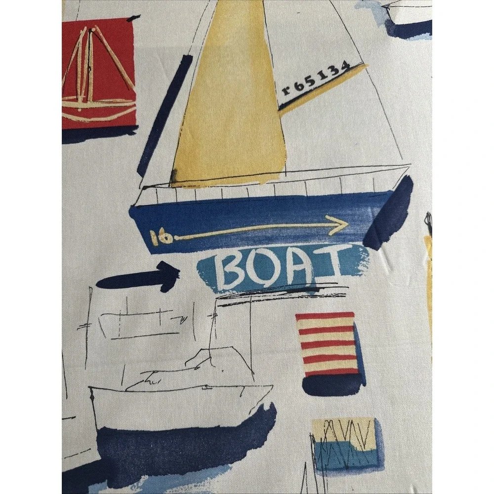 Vintage Covington Nautical Sailboat Fabric 25 Yards Coastal Decor Cotton Canvas